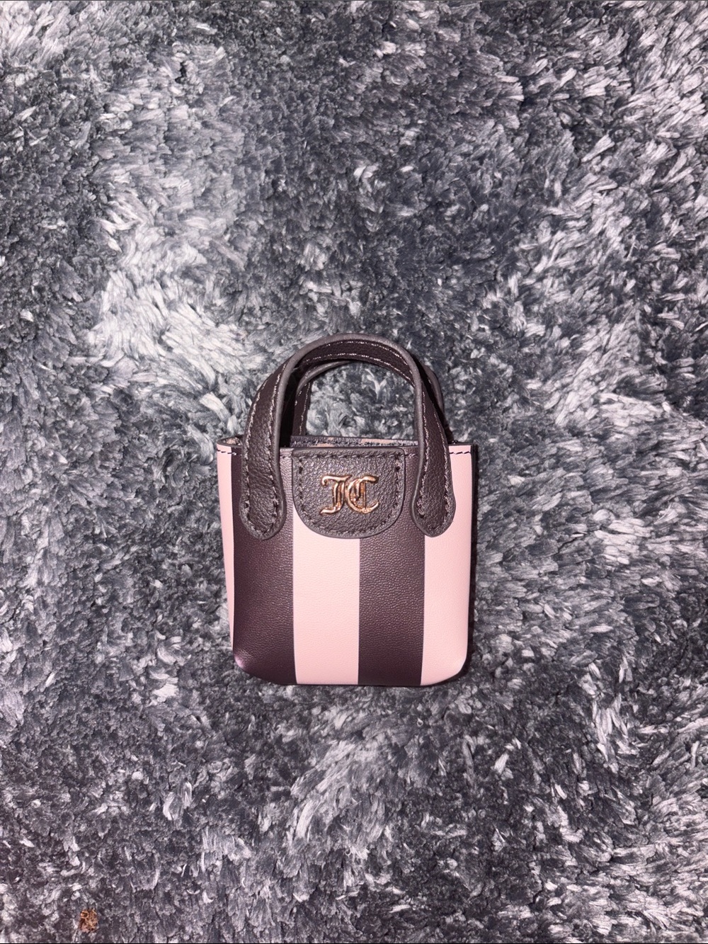 Striped Pink and Brown Mini Tote Bag